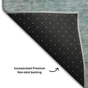 HomeRoots 8' X 10' Teal and Gray Oriental Area Rug - Washable, UV-Protected, Durable for High-Traffic Spaces 686076