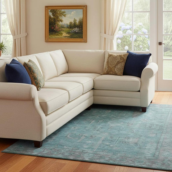 HomeRoots 10' X 14' Teal and Gray Oriental Area Rug - Durable, Washable, Stain Resistant with UV Protection 686078