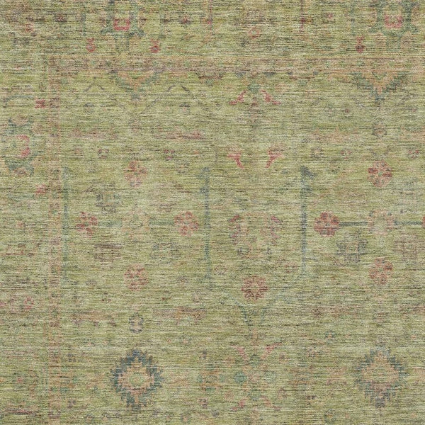 HomeRoots 5' X 8' Artichoke Green Floral Area Rug - Washable, Stain-Resistant, UV Protected for Home Style 686080