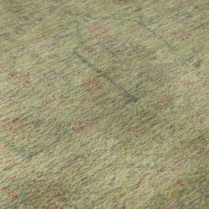 HomeRoots 8' Stylish Floral Washable Round Rug in Artichoke Green, Coral & Gray - Durable & UV Protected! 686081