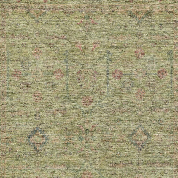 HomeRoots 8' X 10' Washable Floral Area Rug in Artichoke Green, Coral & Gray - Durable, UV Protected & Stylish! 686082