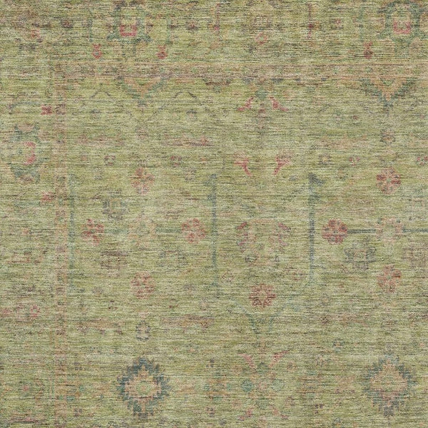 HomeRoots 9' X 12' Washable Floral Area Rug in Artichoke Green, Coral & Gray – UV Protected for Home Durability 686083