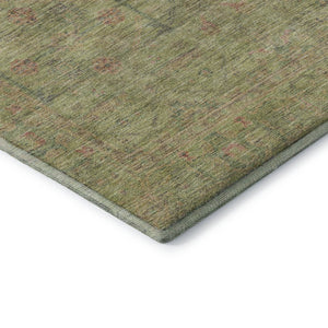 HomeRoots 10' X 14' Artichoke Green Floral Area Rug – Stylish Washable Design with UV Protection for Durability 686084