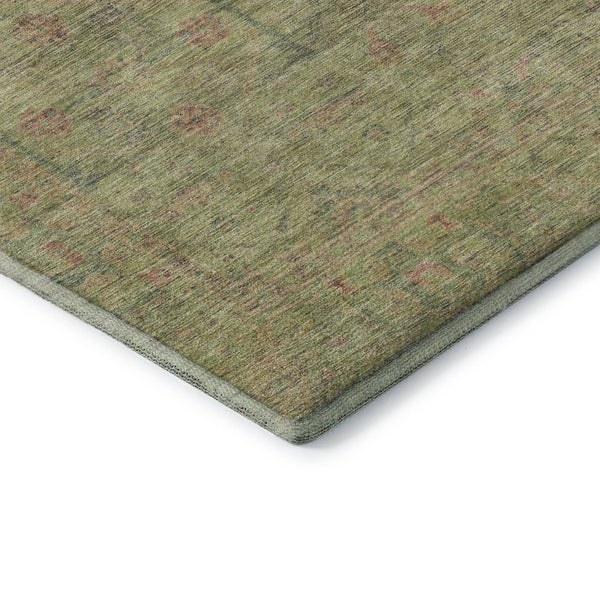 HomeRoots 10' X 14' Artichoke Green Floral Area Rug – Stylish Washable Design with UV Protection for Durability 686084