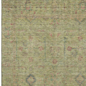 HomeRoots 10' X 14' Artichoke Green Floral Area Rug – Stylish Washable Design with UV Protection for Durability 686084