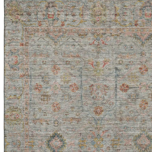 HomeRoots 5' X 8' Floral Area Rug in Taupe, Teal & Coral – Washable, UV-Protected, Durable for Kids & Pets! 686086