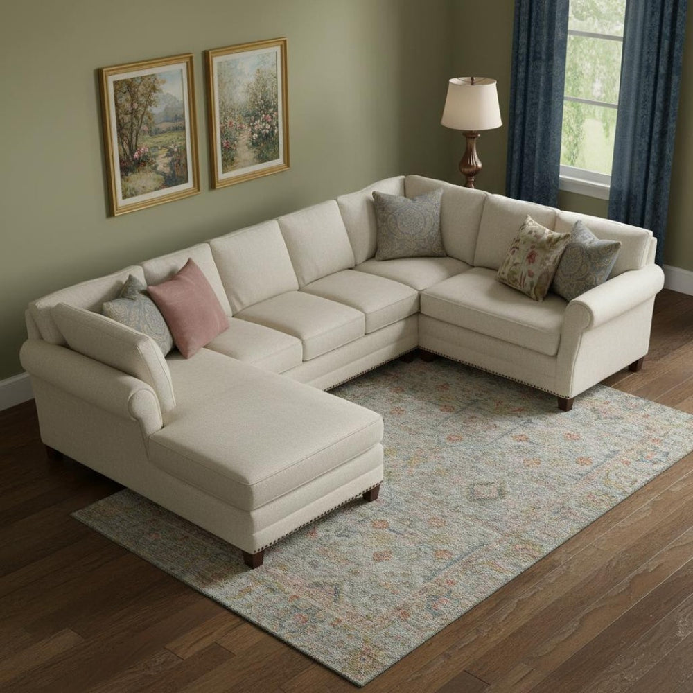HomeRoots 9' X 12' Floral Area Rug in Taupe, Teal & Coral - Washable, Stain-Resistant, UV Protected Charm 686089