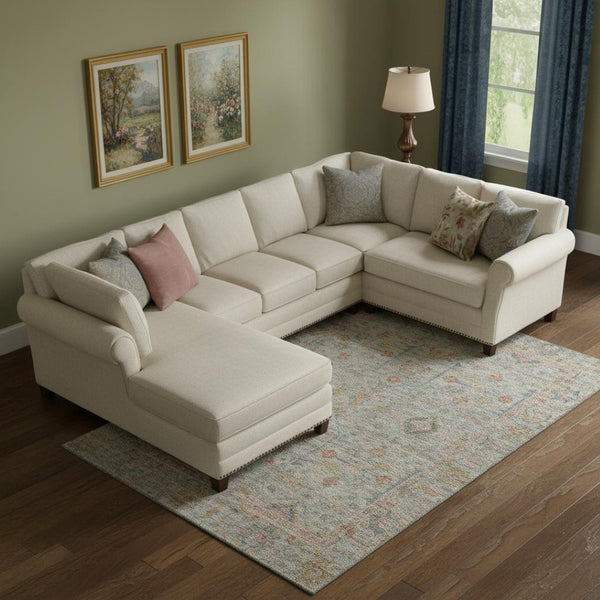 HomeRoots 9' X 12' Floral Area Rug in Taupe, Teal & Coral - Washable, Stain-Resistant, UV Protected Charm 686089