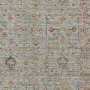 HomeRoots 9' X 12' Floral Area Rug in Taupe, Teal & Coral - Washable, Stain-Resistant, UV Protected Charm 686089