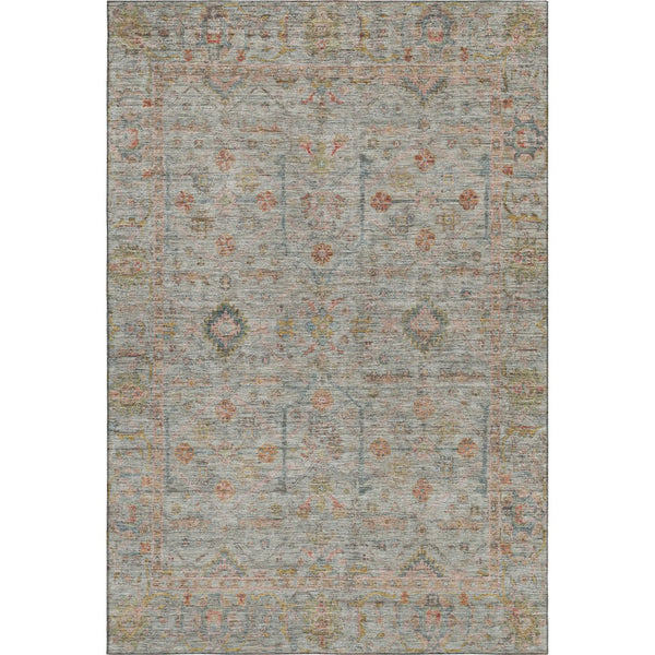 HomeRoots 10' X 14' Floral Washable Area Rug in Taupe, Teal & Coral - Durable, Stain-Resistant with UV Protection 686090