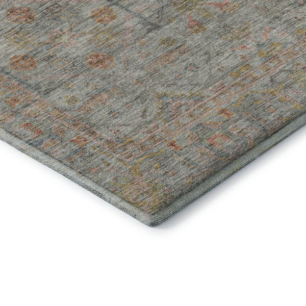 HomeRoots 10' X 14' Floral Washable Area Rug in Taupe, Teal & Coral - Durable, Stain-Resistant with UV Protection 686090