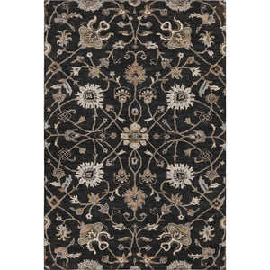 HomeRoots 5' X 8' Floral Area Rug in Black, Ivory & Beige - Washable, UV Protected, Stain Resistant Design! 686092