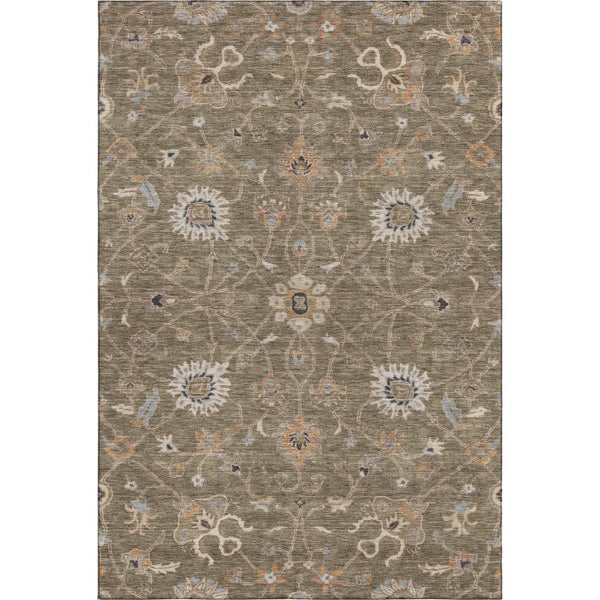 HomeRoots 5' X 8' Floral Area Rug in Brown, Beige & Copper - Washable, Stain-Resistant with UV Protection! 686098
