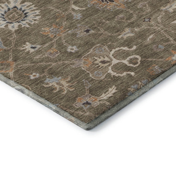 HomeRoots 5' X 8' Floral Area Rug in Brown, Beige & Copper - Washable, Stain-Resistant with UV Protection! 686098