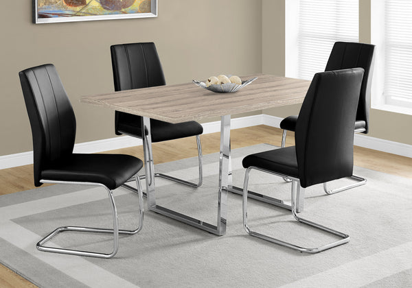 English Elm Dining Table, 60" Rectangular Taupe Laminate With Chrome Legs – Modern Versatile Centerpiece For Any Space B2710P286991