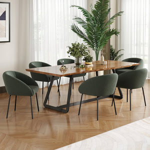 English Elm Kitchen Mid-Century Dining Chairs Set of 2 with Rattan Backrest, Cantilever Aluminum Legs, 300lb Capacity Green T3623P408498