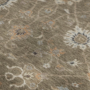 HomeRoots 8' X 10' Floral Area Rug - Brown, Beige & Copper - Stain-Resistant, UV-Protected, Durable Design 686100