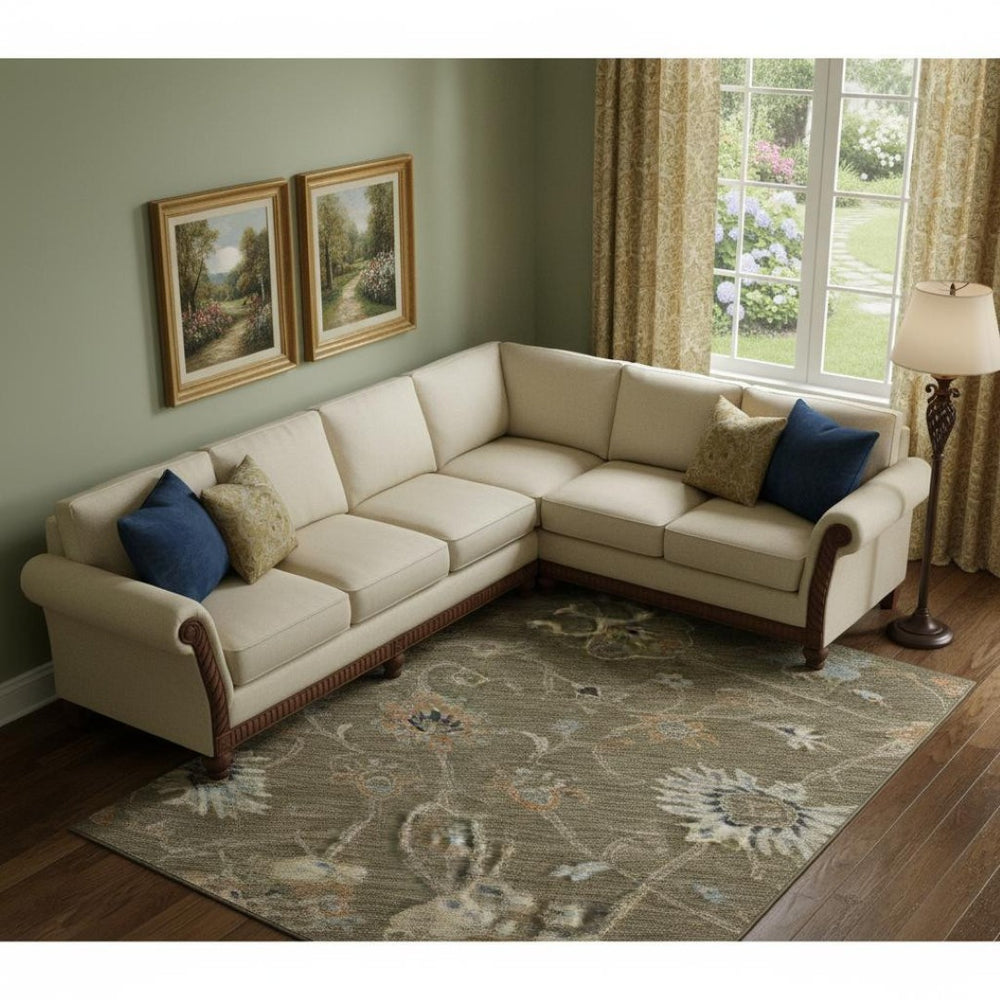 HomeRoots 9' X 12' Floral Area Rug in Brown, Beige & Copper – Washable, UV-Protected, Durable & Stylish Decor 686101