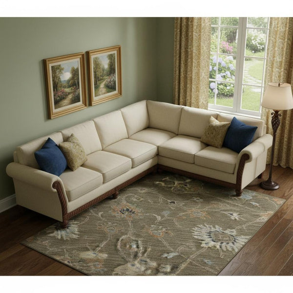 HomeRoots 9' X 12' Floral Area Rug in Brown, Beige & Copper – Washable, UV-Protected, Durable & Stylish Decor 686101