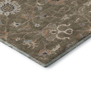 HomeRoots 9' X 12' Floral Area Rug in Brown, Beige & Copper – Washable, UV-Protected, Durable & Stylish Decor 686101