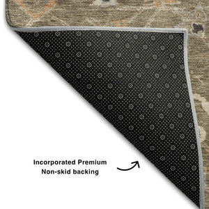 HomeRoots 10' Floral Brown, Beige & Copper Area Rug - Washable, UV Protected, Perfect for Large Living Spaces 686102