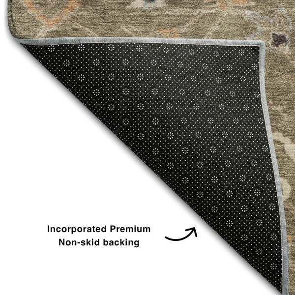 HomeRoots 10' Floral Brown, Beige & Copper Area Rug - Washable, UV Protected, Perfect for Large Living Spaces 686102