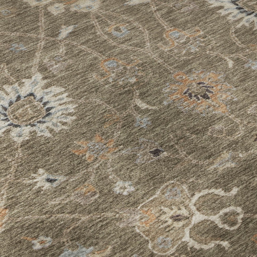 HomeRoots 10' Floral Brown, Beige & Copper Area Rug - Washable, UV Protected, Perfect for Large Living Spaces 686102