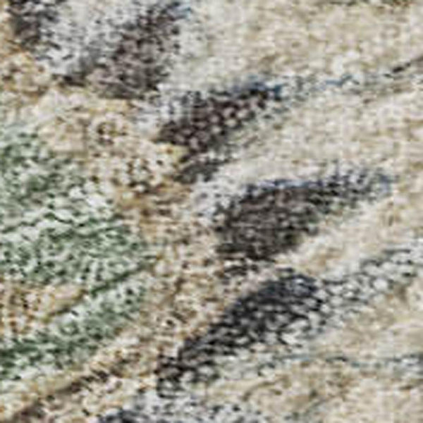 HomeRoots 5' X 8' Artichoke Green Floral Area Rug - Washable, UV Protected & Perfect for High-Traffic Spaces 686104