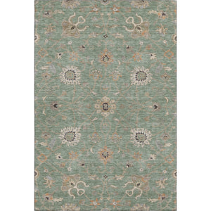 HomeRoots 8' X 10' Artichoke Green Floral Area Rug - Washable, Stain Resistant, Durable with UV Protection 686106