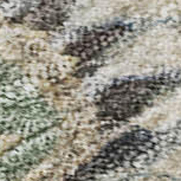 HomeRoots 9' X 12' Artichoke Green Floral Area Rug - Washable, UV-Protected, Stain-Resistant for Easy Care! 686107