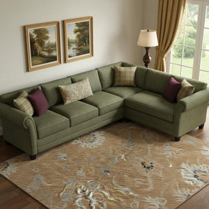 HomeRoots 9' X 12' Floral Area Rug in Copper Beige & Denim Blue - Durable, Washable, UV Protected for Homes 686113
