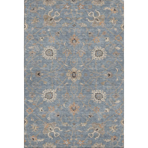 HomeRoots 5' X 8' Denim Blue, Beige & Copper Floral Area Rug - Washable, UV Protected & Stain Resistant Design 686116