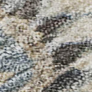 HomeRoots 9' X 12' Washable Denim Blue Floral Area Rug with Copper Accents – Durable, UV Protected & Pet Friendly! 686119