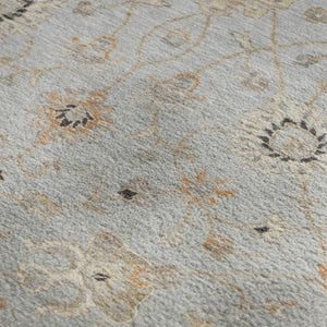 HomeRoots 5' X 8' Gray Copper Silver Floral Rug - Washable, Stain Resistant, UV Protected for Homes with Kids 686122
