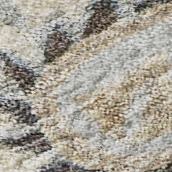HomeRoots 8' X 10' Elegant Gray Floral Area Rug with Copper & Silver Accents - Washable, UV Protected, Stain-Resistant 686124