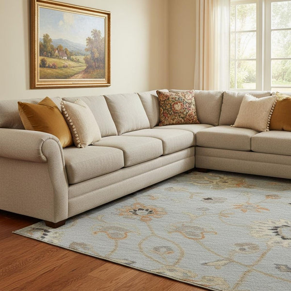HomeRoots 10' Gray Copper & Silver Floral Washable Area Rug - UV Protection, Stain Resistant, Durable Design 686126