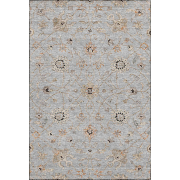 HomeRoots 10' Gray Copper & Silver Floral Washable Area Rug - UV Protection, Stain Resistant, Durable Design 686126
