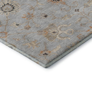 HomeRoots 10' Gray Copper & Silver Floral Washable Area Rug - UV Protection, Stain Resistant, Durable Design 686126