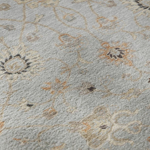 HomeRoots 10' Gray Copper & Silver Floral Washable Area Rug - UV Protection, Stain Resistant, Durable Design 686126