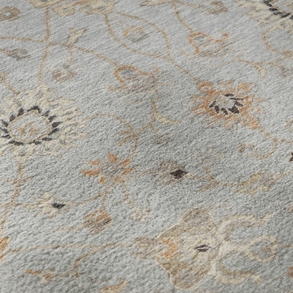 HomeRoots 10' Gray Copper & Silver Floral Washable Area Rug - UV Protection, Stain Resistant, Durable Design 686126