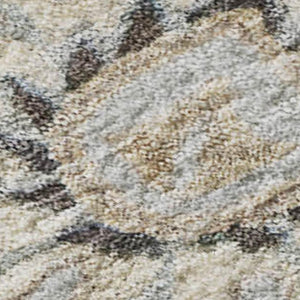 HomeRoots 10' Gray Copper & Silver Floral Washable Area Rug - UV Protection, Stain Resistant, Durable Design 686126