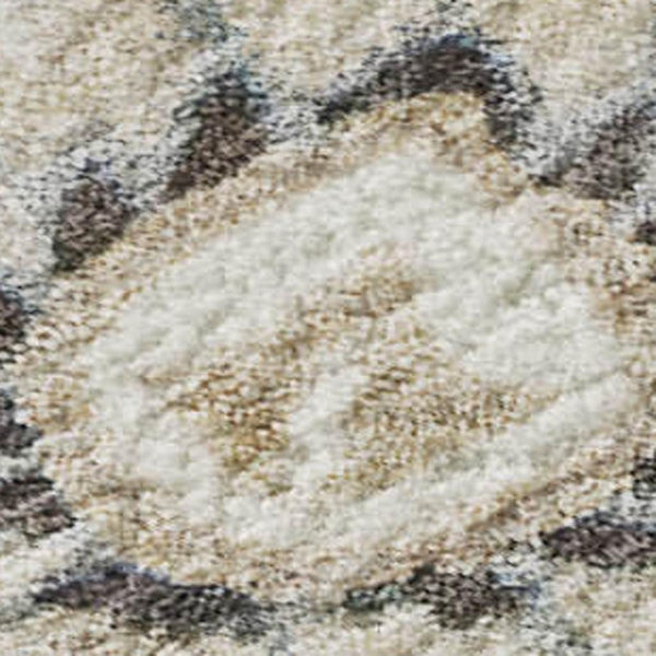 HomeRoots 5' X 8' Floral Ivory, Copper & Gray Area Rug - Washable, UV Protected, Stain Resistant for Homes 686128