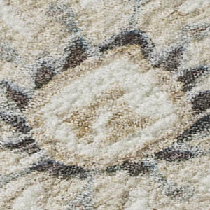 HomeRoots 5' X 8' Floral Ivory, Copper & Gray Area Rug - Washable, UV Protected, Stain Resistant for Homes 686128