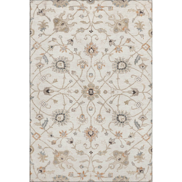 HomeRoots 10' X 14' Elegant Ivory, Copper & Gray Floral Area Rug with UV Protection - Washable & Stain Resistant! 686132