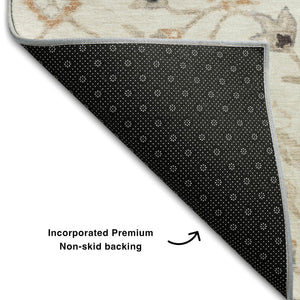 HomeRoots 10' X 14' Elegant Ivory, Copper & Gray Floral Area Rug with UV Protection - Washable & Stain Resistant! 686132