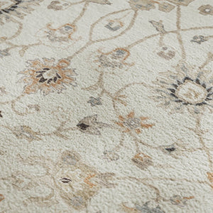 HomeRoots 10' X 14' Elegant Ivory, Copper & Gray Floral Area Rug with UV Protection - Washable & Stain Resistant! 686132