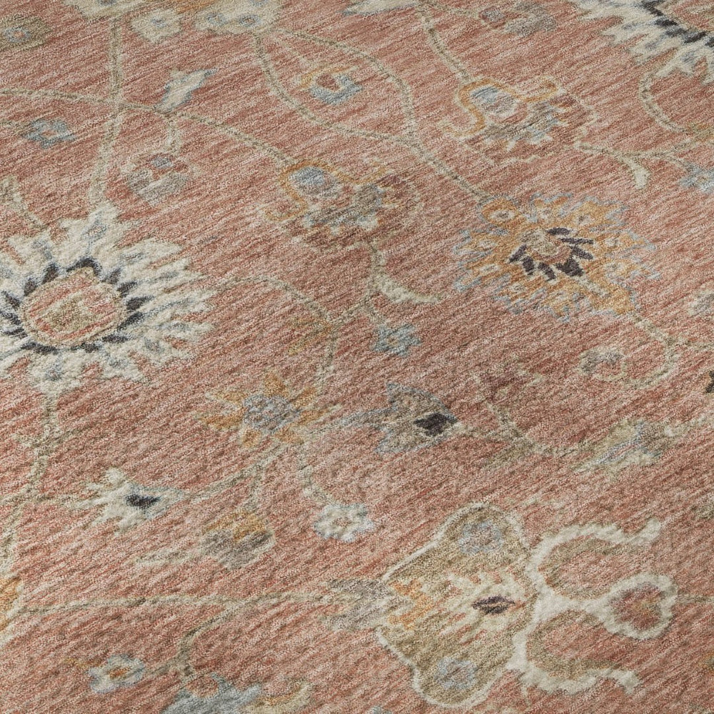 HomeRoots 5' X 8' Vintage Pink Denim Floral Area Rug - Washable, UV Protected, Durable & Stylish Home Décor 686134