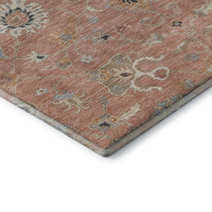 HomeRoots 10' X 14' Washable Floral Area Rug in Pink Denim, Blue & Silver - UV Protected, Stain-Resistant Comfort 686138