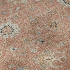 HomeRoots 10' X 14' Washable Floral Area Rug in Pink Denim, Blue & Silver - UV Protected, Stain-Resistant Comfort 686138