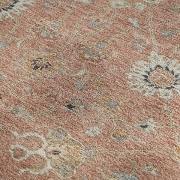 HomeRoots 10' X 14' Washable Floral Area Rug in Pink Denim, Blue & Silver - UV Protected, Stain-Resistant Comfort 686138